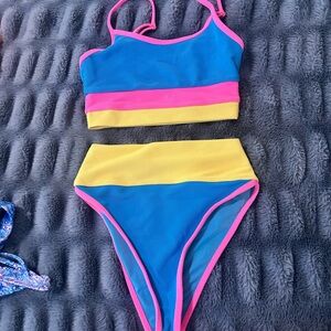 Beach Riot Blue, Pink, and Yellow Bikini Set